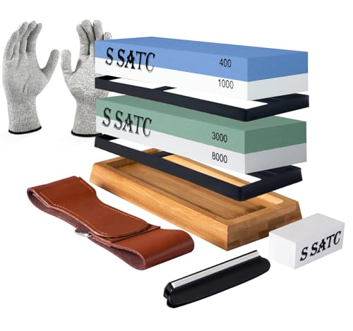 4-in-1 Schleifstein-Set mit Leder