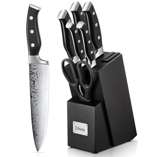 Messerblock 7-teilig Selbstschärfend Schwarz