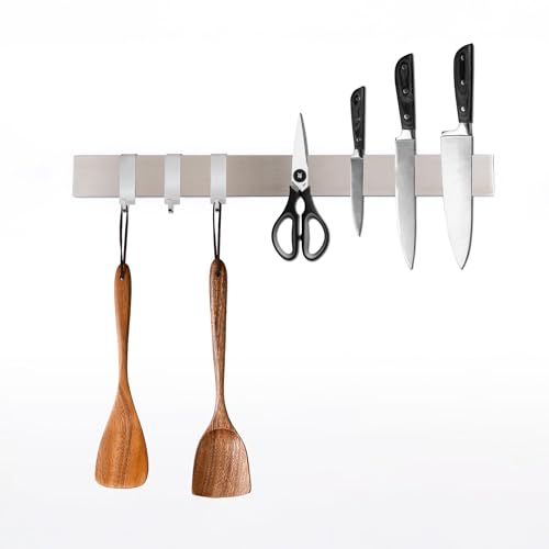 Magnetleiste Stahl 40 cm mit 3 Haken