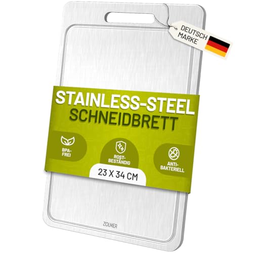 Edelstahl Schneidebrett 34 x 23 cm antibakteriell