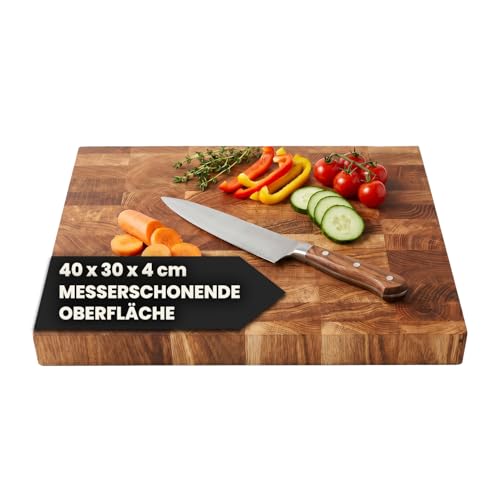 Stirnholz Schneidebrett Eiche 40 x 30 x 4 cm